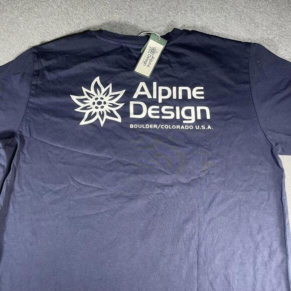 New With Tags Alpine Design USA Boulder Colorado Men's Navy Blue TShirt Sz Large - Picture 4 of 5